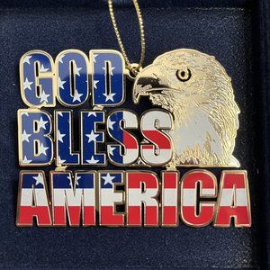 Beacon Design 3D Patriotic Christmas Ornament, God Bless America with Bald Eagle